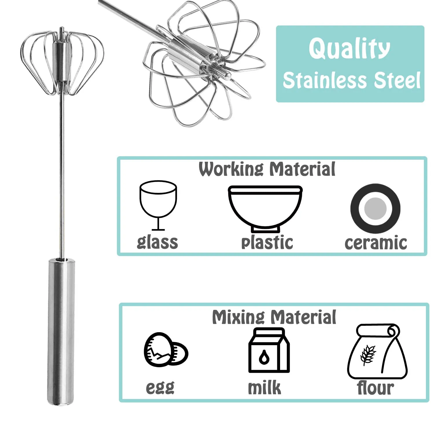 Stainless Steel Quality Working Material Glass Plastic Ceramic Mixing Ingredients Egg Milk Flour Stainless Steel Quality Working Material Glass Plastic Ceramic Mixing Ingredients Egg Milk Flour