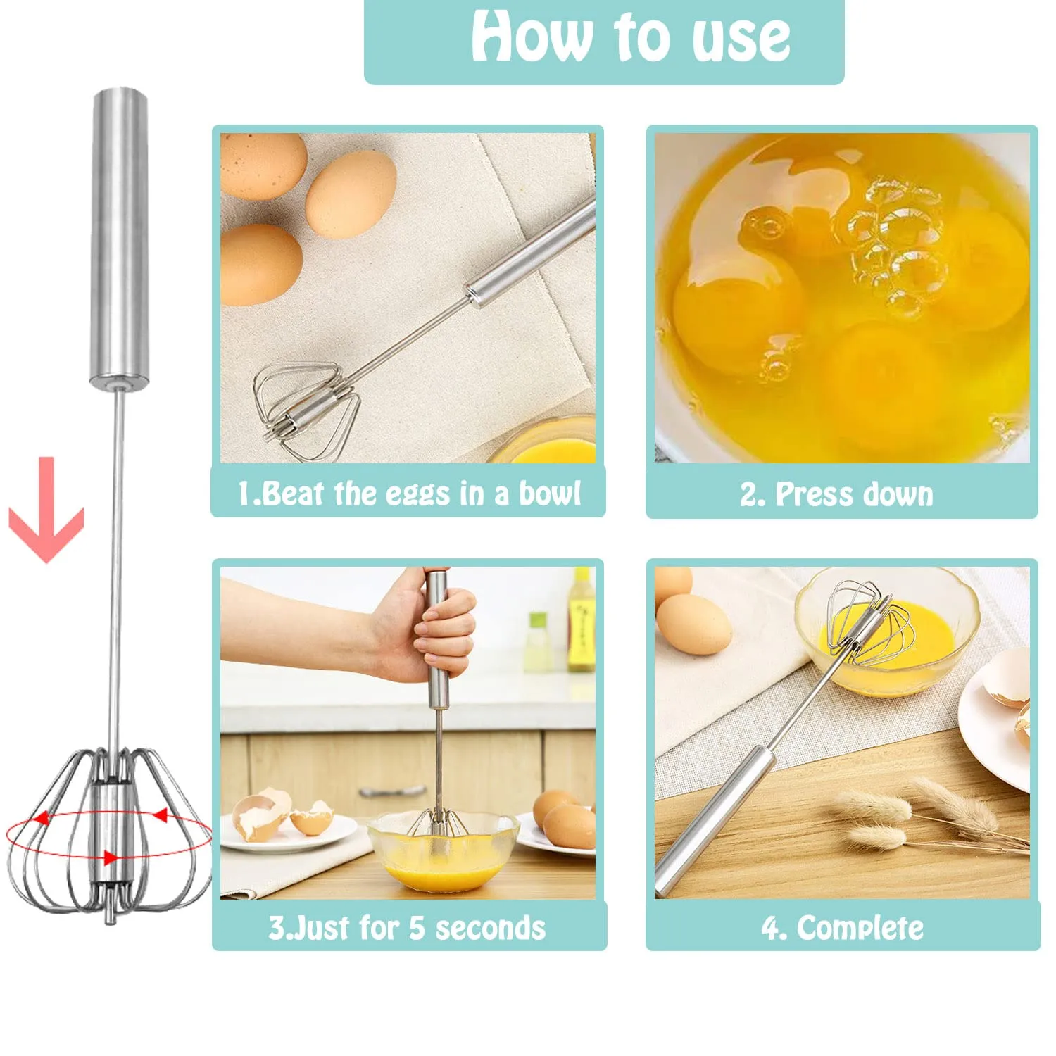 How to use manual mechanical push whisk step by step How to use manual mechanical push whisk step by step