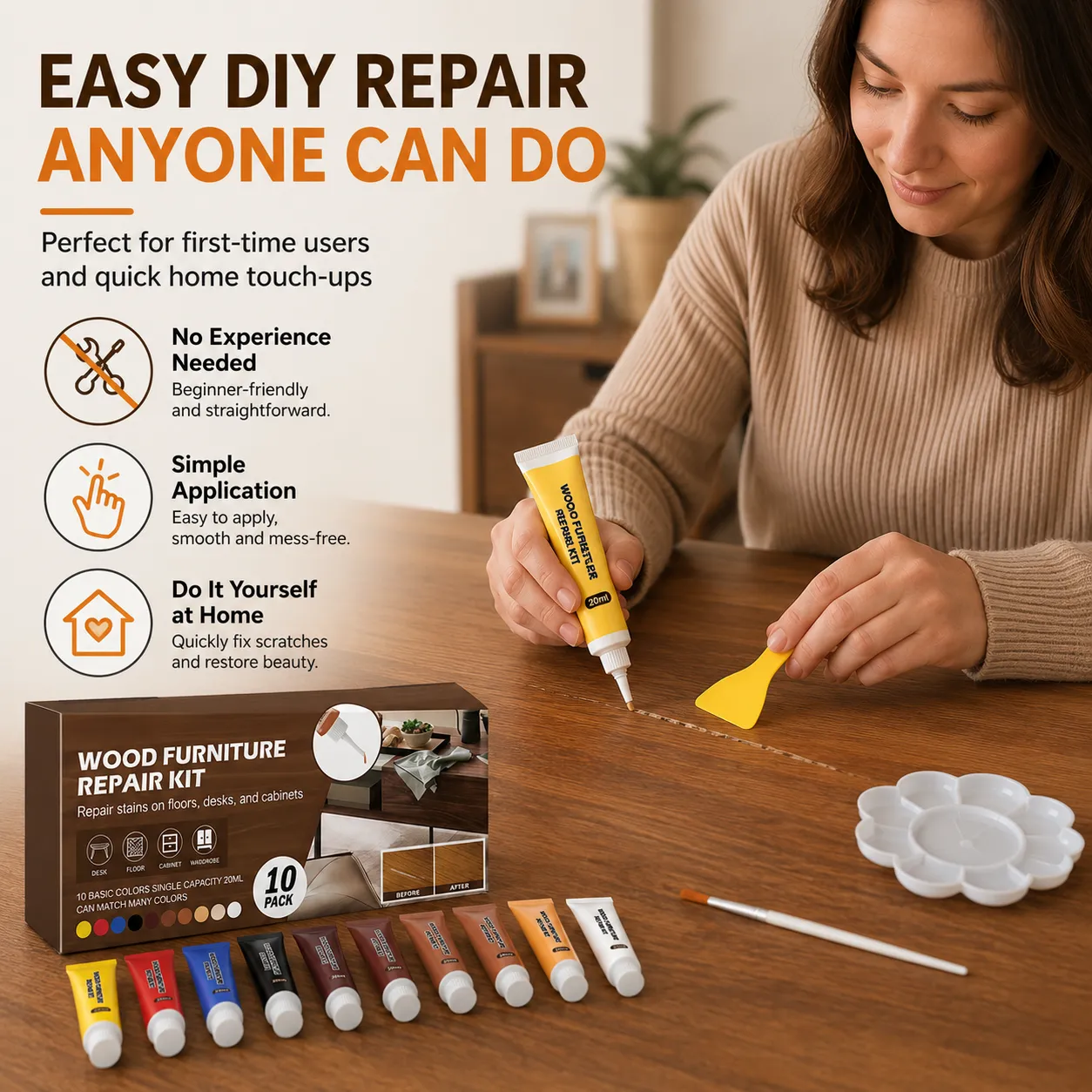 Beginner-friendly DIY wood furniture repair process
