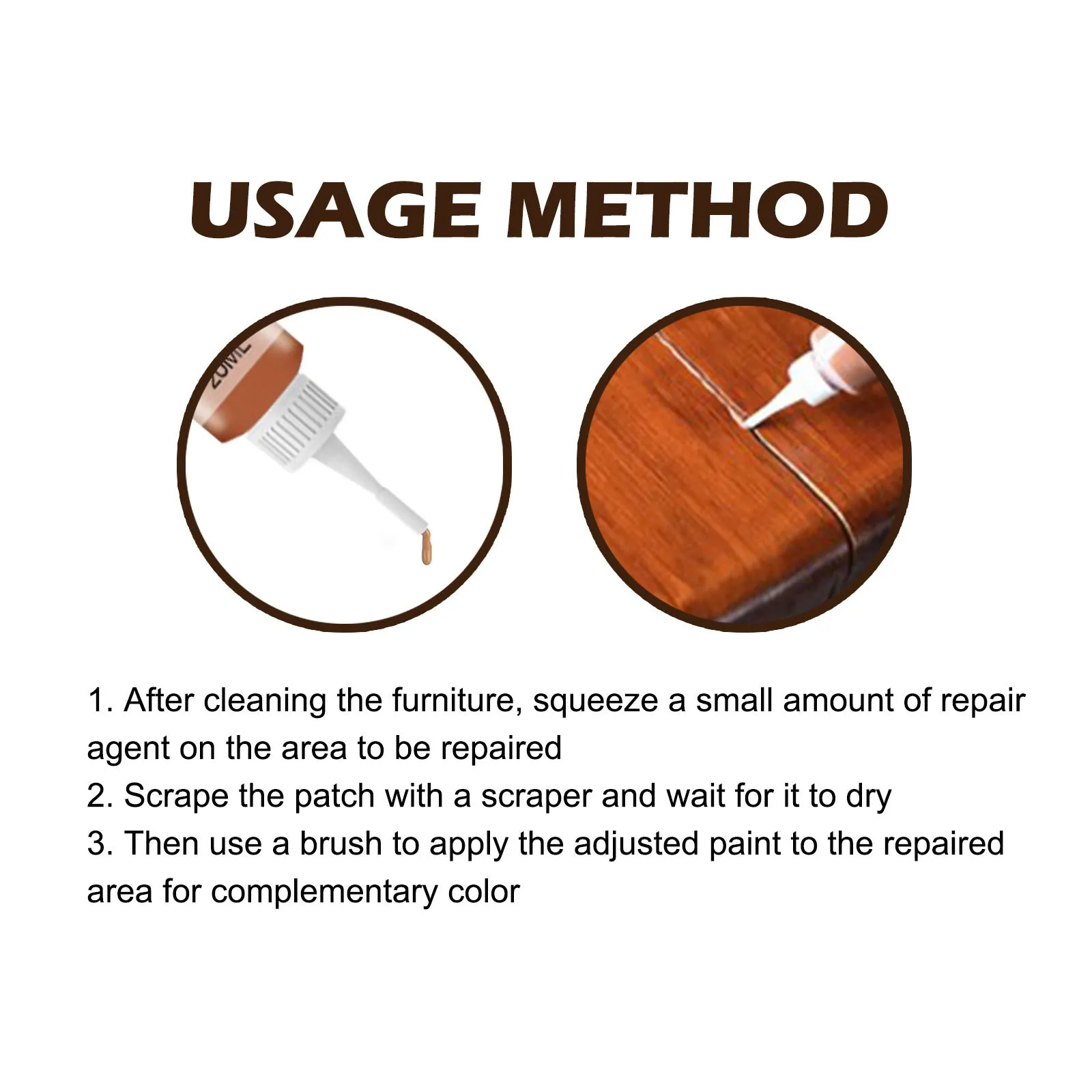 Three-step wood furniture repair instructions