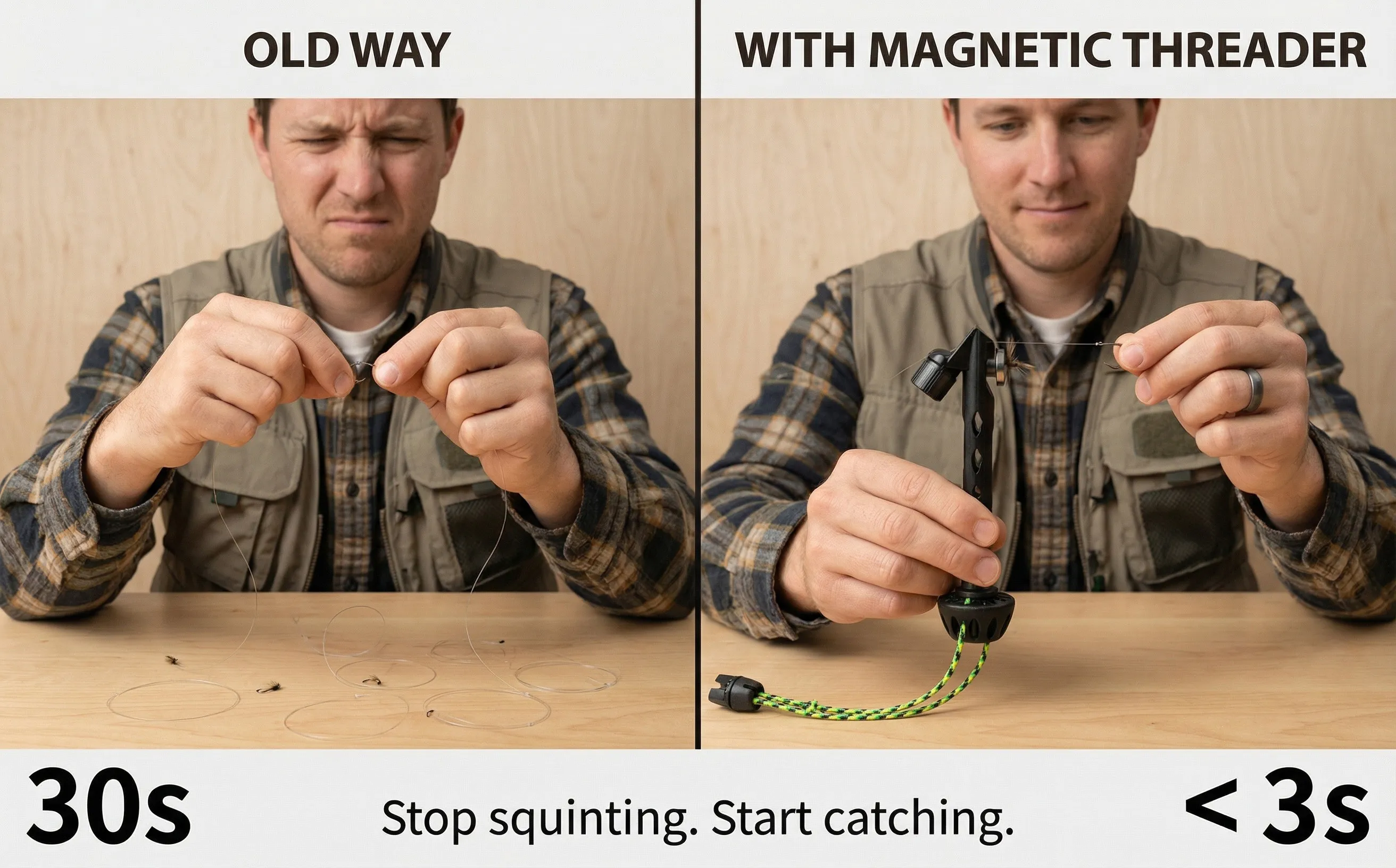 Old way vs magnetic threader comparison